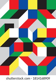 Geometry 3D Minimalistic Artwork Poster with Simple Shape. Abstract Vector Pattern Design in Scandinavian Style for Web Banner. Business Presentation. Branding Package. Fabric Print. Wallpaper.
