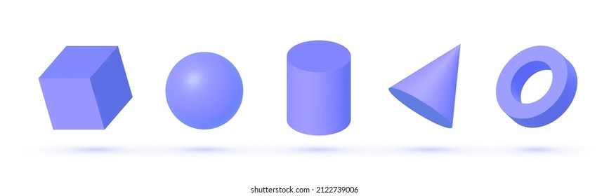 Geometry 3d violetter Satz auf blauem Hintergrund. Geometry 3d, großartiges Design für jeden Zweck. 3D-Rendering-Design. Realistisches Vektorsymbol. Grafikfarbener Hintergrund. Vektorset. Futuristisches Design
