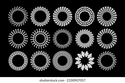 Conjunto de logotipo del borde del marco de círculo abstracto geométrico. Logotipo del borde del círculo de forma de lujo.