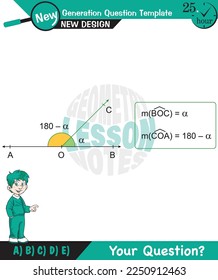 Geometry, angles in straight, angles in plane, next generation question template, for teachers, exam question, eps 