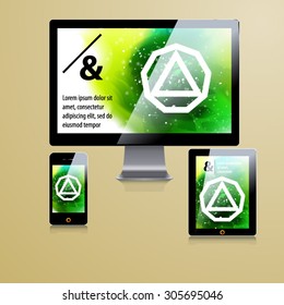Geometry application template design for corporate identity with watercolor splash. Stationery set