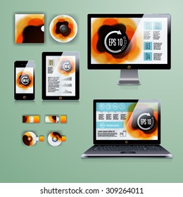 Geometry application template design for corporate identity with infographics. Stationery set