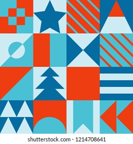 Geometry artwork with simple shape. Abstract vector seamless pattern design in Christmas style for package, fabric print, wallpaper, cover
