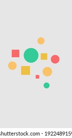 Geometry backdrop with lots of circle, squares, in pastel color with solid color backgrounds