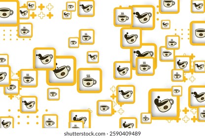 Geometry background with coffee cup object, eps 10, editable.