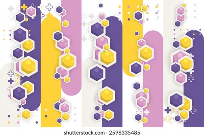 Geometry background with colorful hexagon pattern, eps 10, editable.