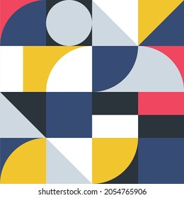 Geometry background with simple shapes and images. Abstract vector pattern design in geometric style for covers, presentations, web banners, wallpapers, brand packs, fabric prints,