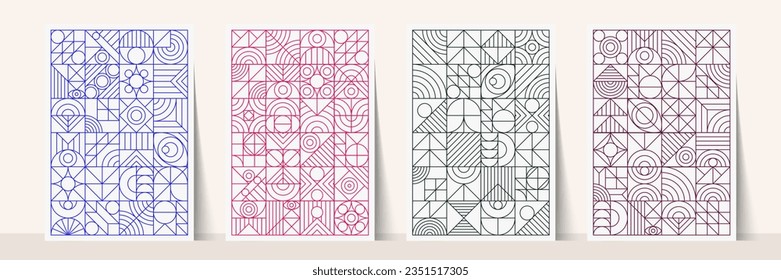 Línea de juego de banners geométricos mínimo estilo bauhaus de 2000