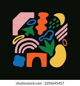 Geometry basic shape abstract poster. Colorful bright geometric figure. Vector hand drawn illustrated trendy design