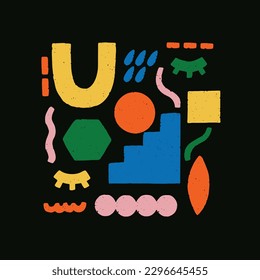 Geometry basic shape design poster. Colorful bright geometric figure. Vector hand drawn illustrated trendy design