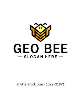 Geometry Bee Logo Vector, Insect Animal Design Logo, Bee Insect Modern and Clean Logo