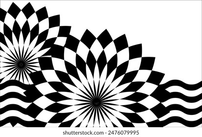 Geometry black and white art collage shapes, striped waves, polygon retro pattern, for geometric poster layout, corporate card, ad vintage presentation, design clip art, abstract retro background