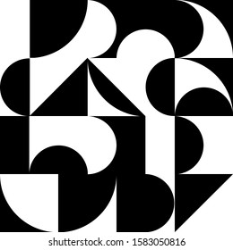 Geometry black and white minimalistic seamless pattern. Simple shape and figure. Design in Scandinavian style.