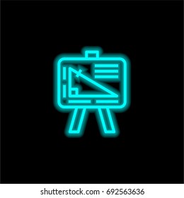 Geometry blue glowing neon ui ux icon. Glowing sign logo vector