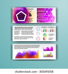 Diseño de plantillas de folletos geométricos para identidad corporativa con formas geométricas y salpicaduras de acuarela. Diseño de portada e infografía