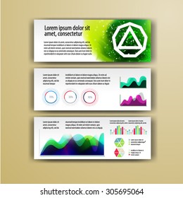 Geometry Broschüren-Template-Design für Corporate Identity mit Geometrie Formen und Aquarellprägungen. Deckungslayout und Infografiken