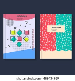 Geometry cards for cover. Hipster poster, juicy, bright color background. Invitation to a party. Template for notebooks, flayers. Vector illustration