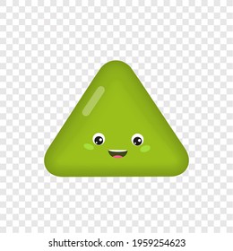 Geometry for children. Volumetric triangle isolated on transparent background. Cartoon style. Vector illustration