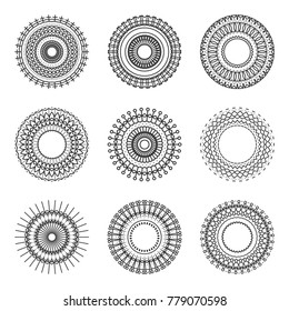 Geometry Circle Ethnic Style Pattern on White Background. Vector