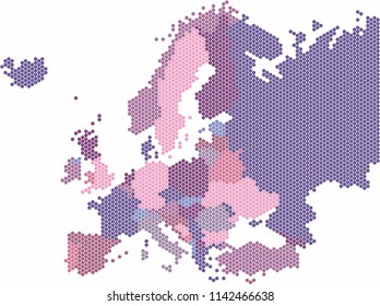 Geometry circle form of Europe map on white background. Vector illistration.