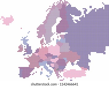 Geometry circle form of Europe map on white background. Vector illistration.