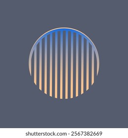 Geometry circle logo emblem. Modern, geometric style icon isolated on dark background. Circular minimal deco design lines. Neon color night symbol.