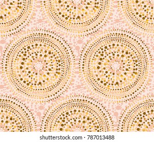 geometry circle round pattern. rose gold abstract geometry luxury style seamless pattern.  elegant chic vector illustration for surface design, fabric, wrapping paper.
