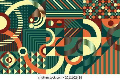 Geometry color blocking artwork poster. Abstract vector pattern design for web banner, business presentation, branding package, fabric print, wallpaper, wall decoration.