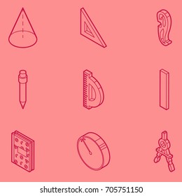 Geometry color outline isometric icons