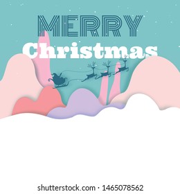 Geometry colorful Christmas background with copy-space for your product. Empty space for advertising. Modern abstract cover, Postcard. Paper cut style