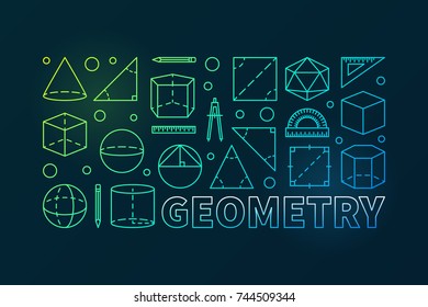 Geometry colorful vector outline banner or illustration on dark background