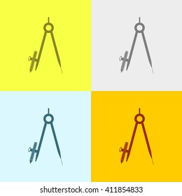 Geometry Compass Icon on Four Different Backgrounds. Eps-10.