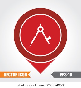 Geometry Compass Icon On Map Pointer. Eps.-10.