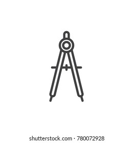 Geometry Compass Line Icon, Outline Vector Sign, Linear Style Pictogram Isolated On White. Drawing Compass Symbol, Logo Illustration. Editable Stroke