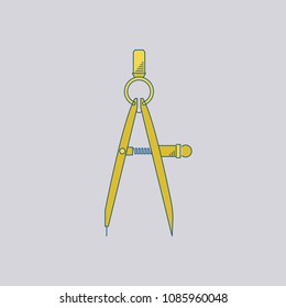 Geometry Compass, Measurement Dividers. Vector, Illustration