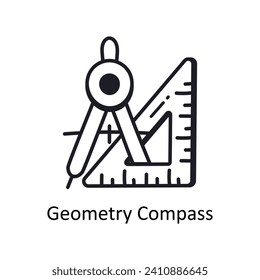 Geometry compass vector filled outline doodle Design illustration. Symbol on White background EPS 10 File