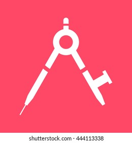 Geometry Compass white icon on magenta color background.. Eps-10.