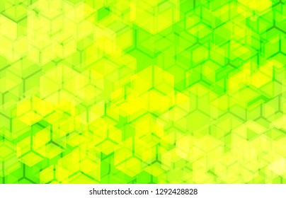 Geometry complex design overlap polygon abstract green blur color yellow glow background vector