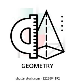 Geometry concept icon on abstract background from science icons set, for graphic and web design, modern editable line vector illustration