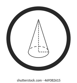 Geometry cone draw symbol sign simple icon on background