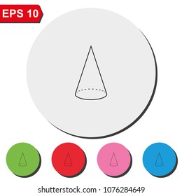 Geometry cone flat round colorful vector icon.