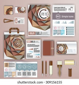 Diseño de plantillas de identidad corporativa con estadísticas e infografías. Diseño de portada. Papelería de negocios.