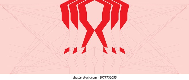 Geometry creative minimalist contemporary art illustrations for wall decoration, postcard, brochure cover design. Playful composition of basic geometric lines. Perspective architectonical. Complex.