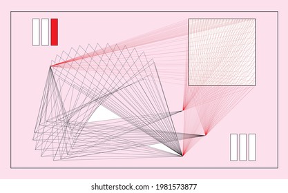 Geometry creative minimalist contemporary art illustration for wall decoration, postcard, brochure cover design. Playful composition of basic geometric lines. Perspective architectonical. Complex.