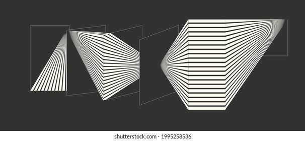 Geometry creative minimalist contemporary art illustrations for wall decoration, postcard, brochure cover design. Playful composition of basic geometric shapes. Perspective architectonical. Complex.