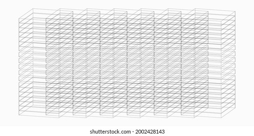 Geometry creative minimalist contemporary art illustrations for wall decoration, postcard, brochure cover design. Playful composition of basic geometric lines. Perspective architectonical. Complex.