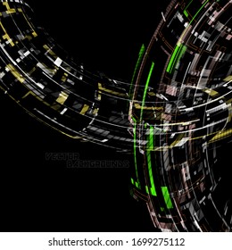 Geometry curved motion on a black vector abstract wallpaper backgrounds