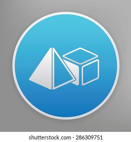 Geometry design icon on blue button,clean vector