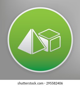 Geometry design icon on green button, clean vector