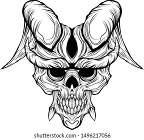 geometry devil skull vector illustration art black and white